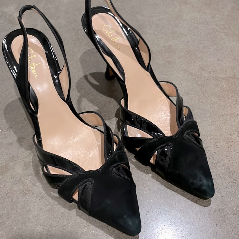 Cole Haan Alicia Sling Black Suede Heels